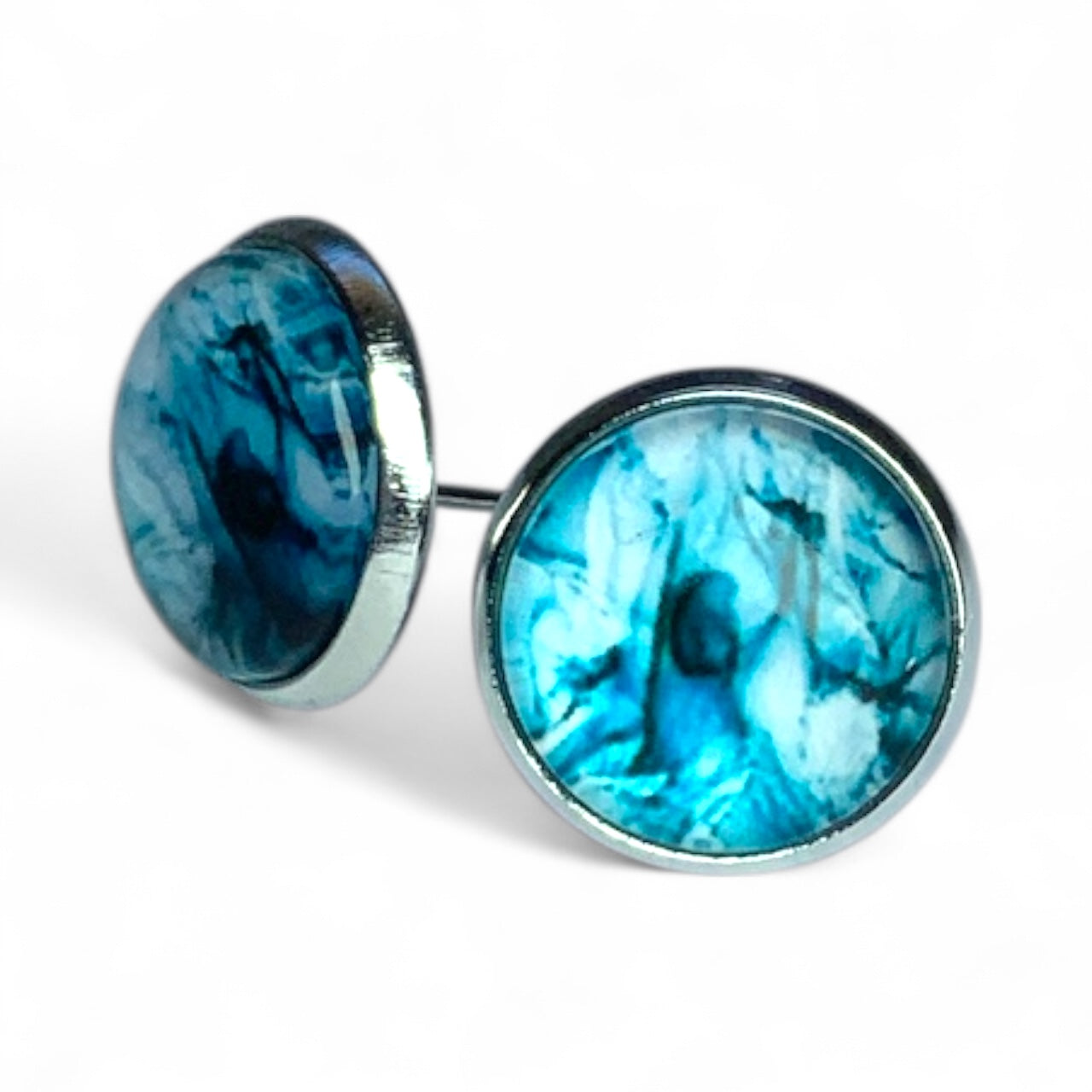 Colourful Watercolour Stainless Steel Stud Earrings Storm