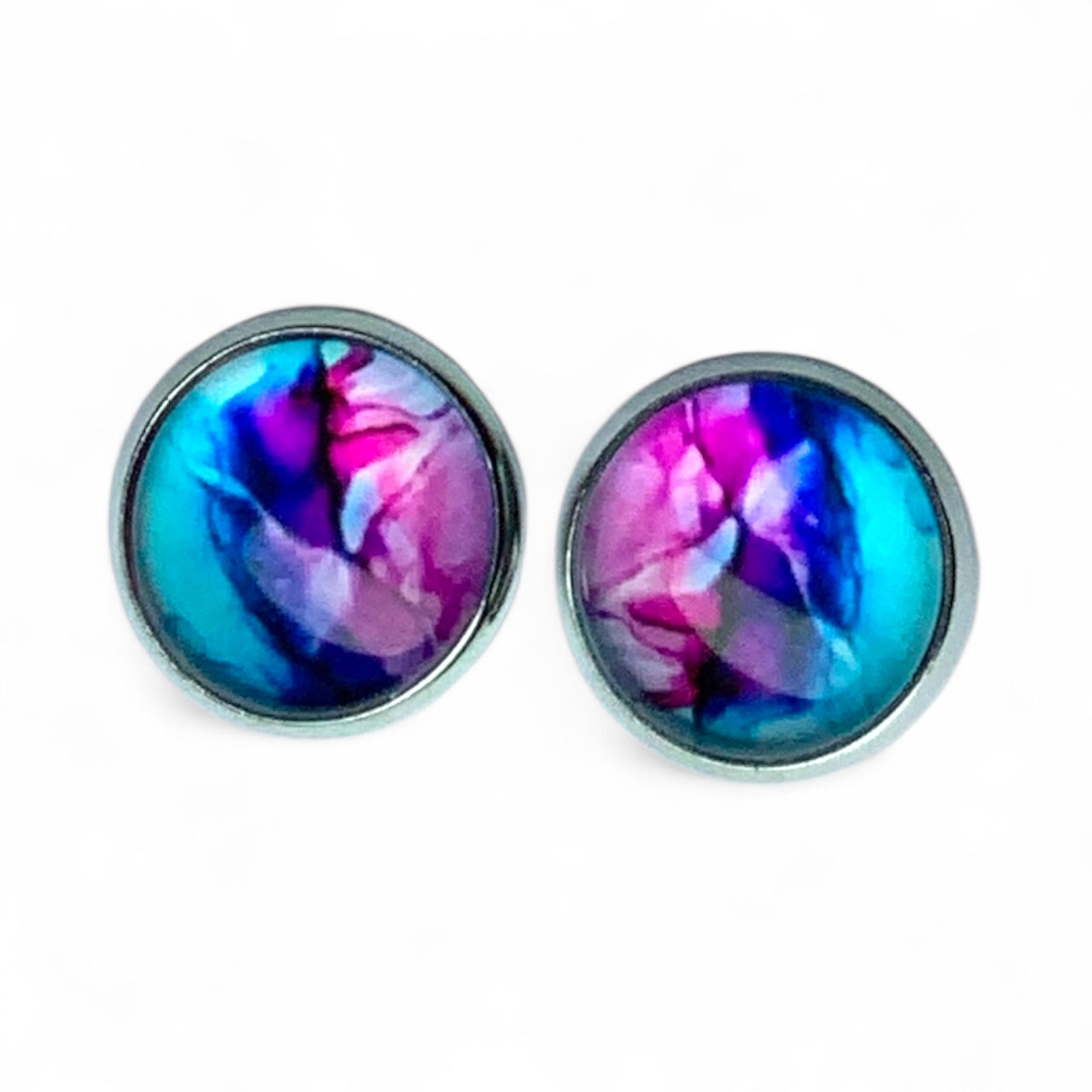Colourful Watercolour Stainless Steel Stud Earrings