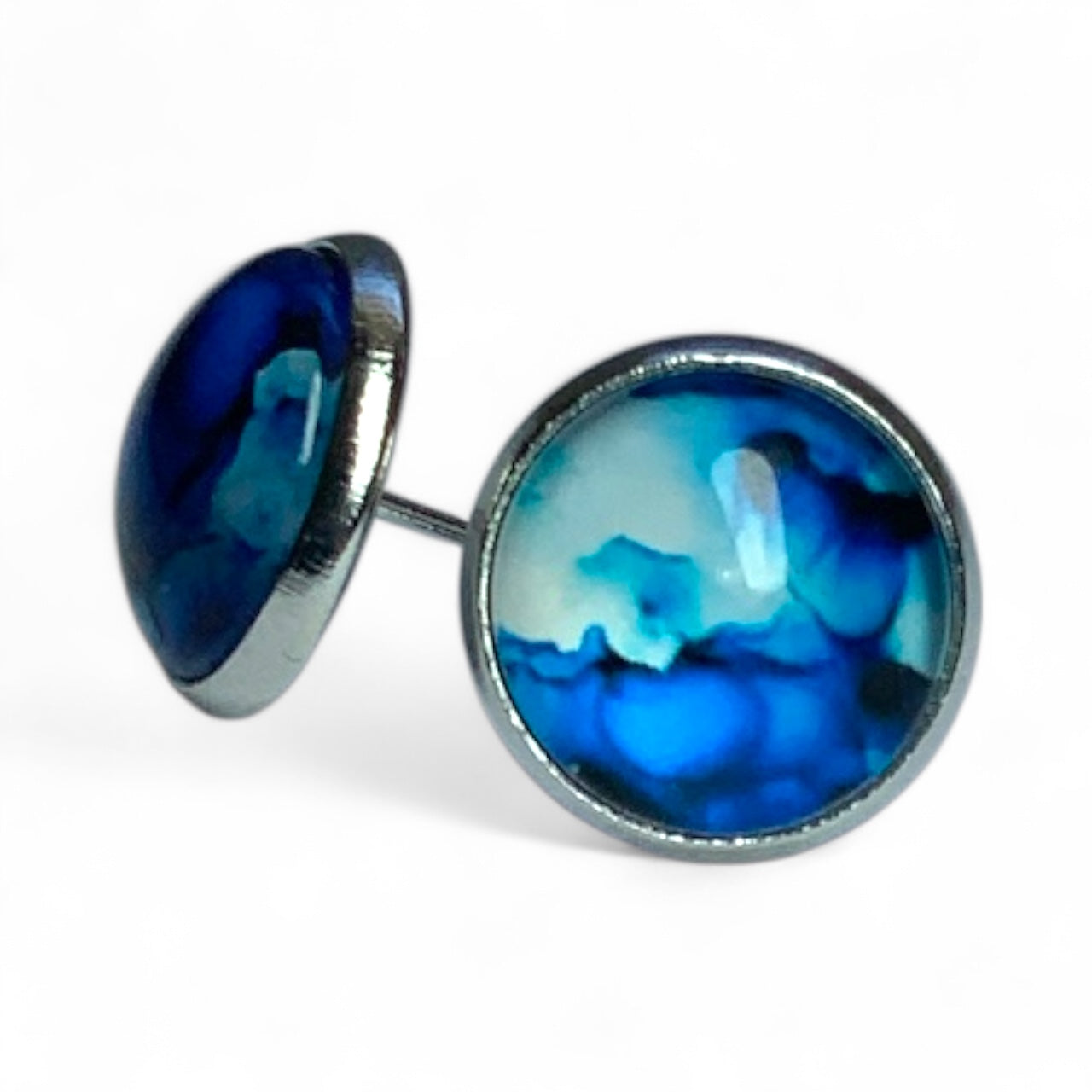 Colourful Watercolour Stainless Steel Stud Earrings Ocean