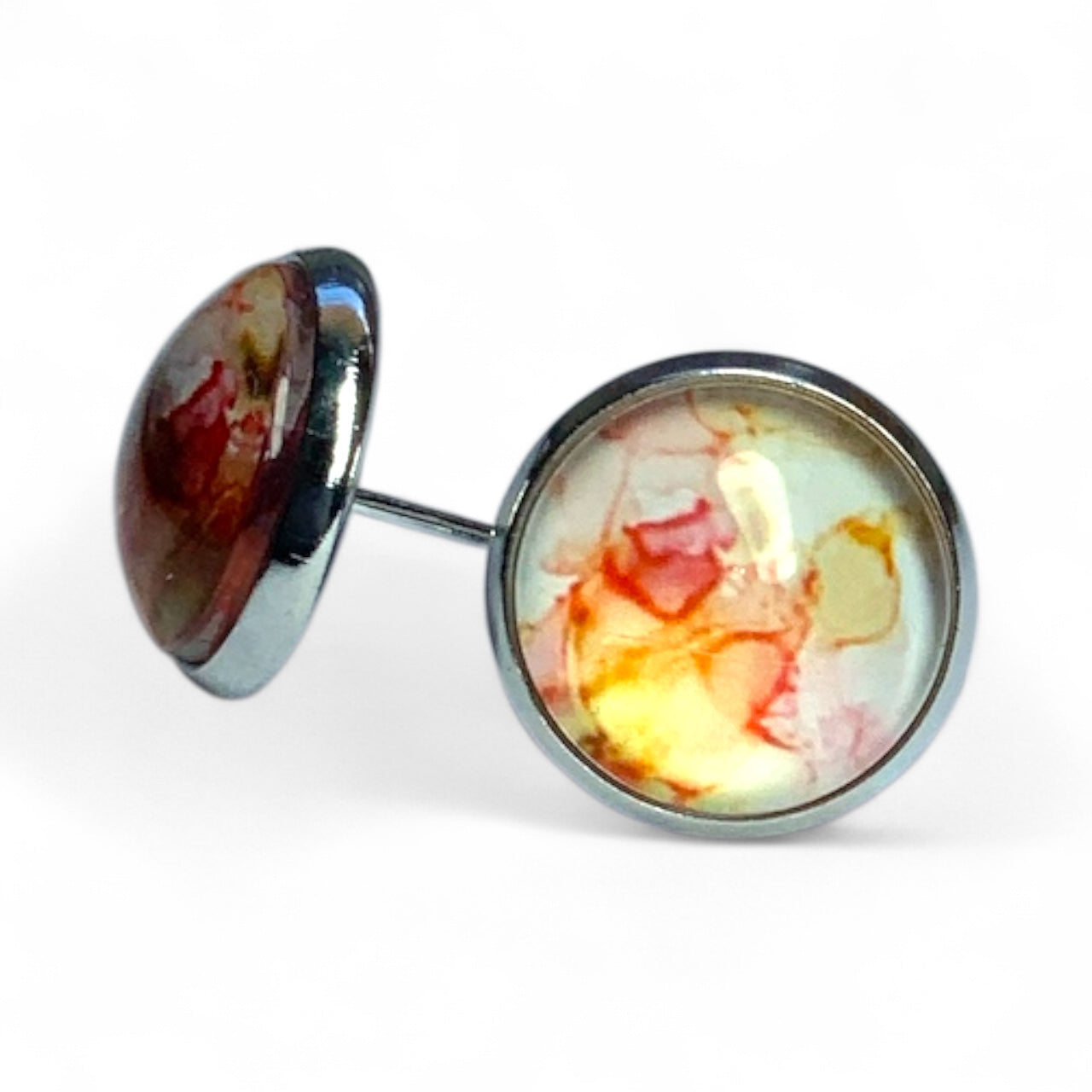Colourful Watercolour Stainless Steel Stud Earrings Amber Rose