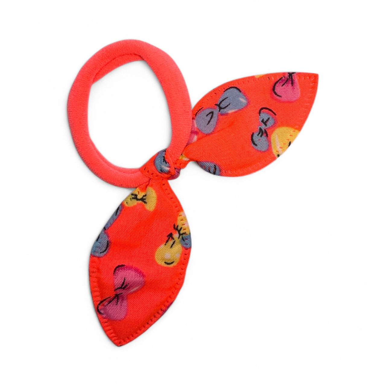Fabric Bow Hair Ties – 2 Pack Printed Bows on Soft Elastic Bands Coral Bows