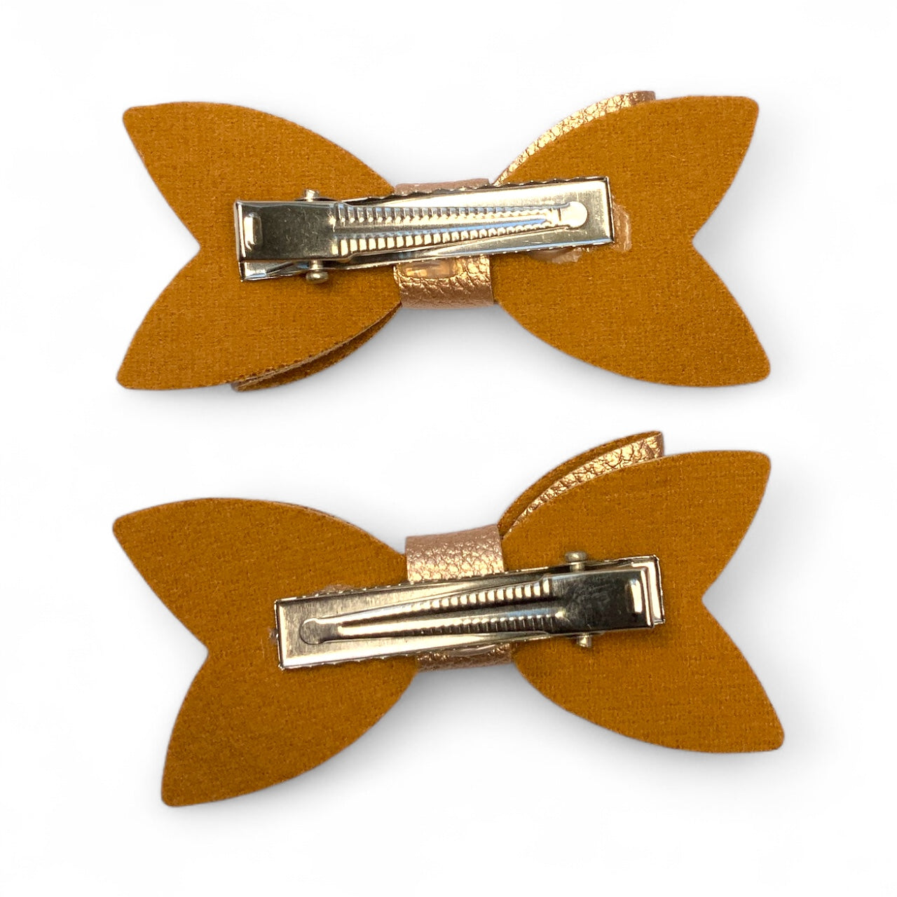 Metallic Pebble PU Leather Hair Bows | Alligator Clips (2 pack)