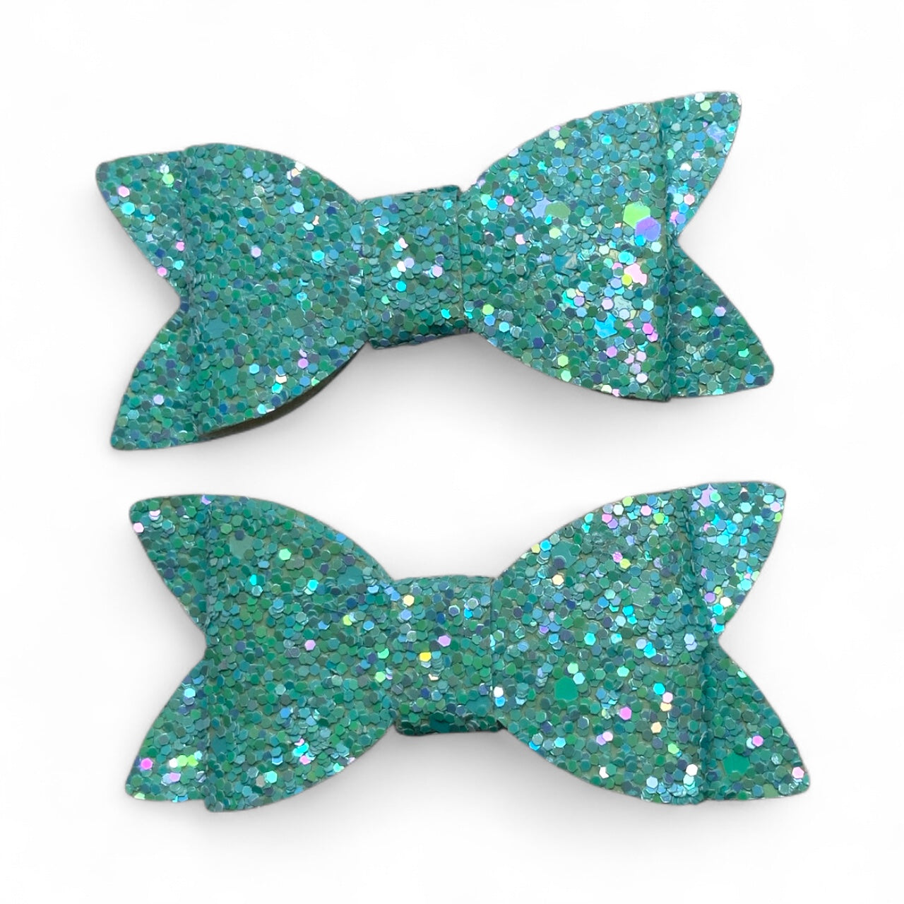 Glitter PU Leather Hair Clips – Alligator Clip Set (2 Pack) Blue