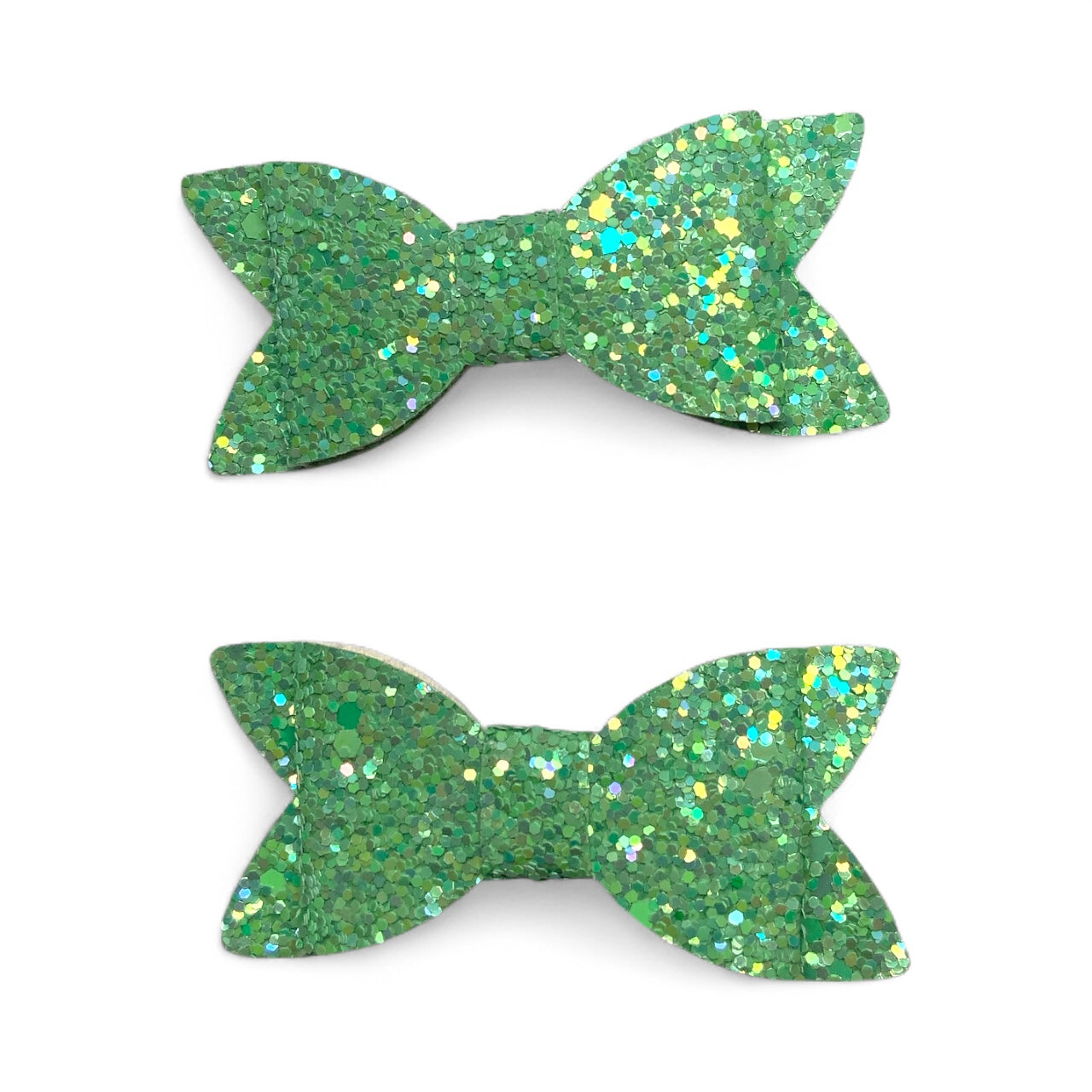 Glitter PU Leather Hair Clips – Alligator Clip Set (2 Pack) Green