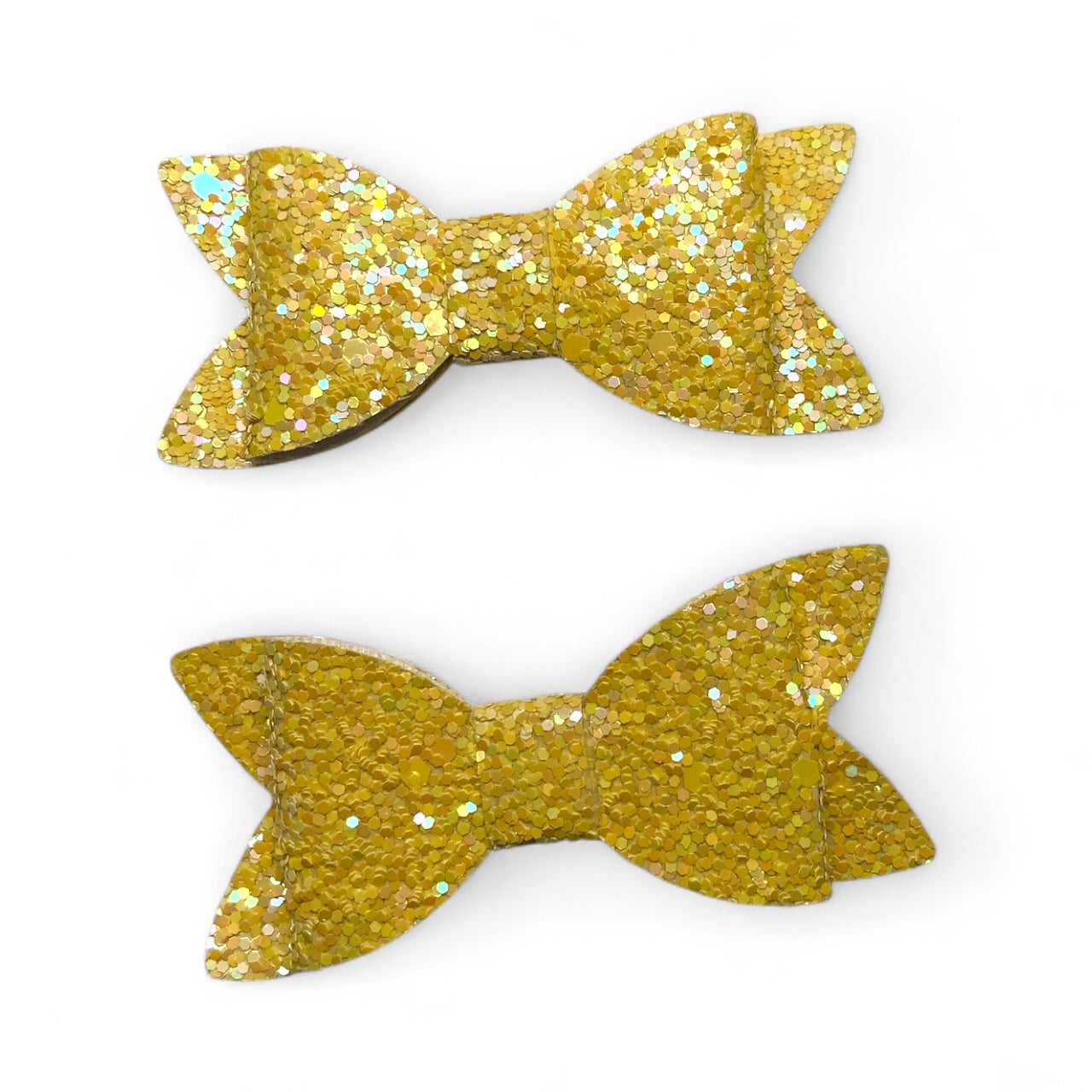 Glitter PU Leather Hair Clips – Alligator Clip Set (2 Pack) Yellow