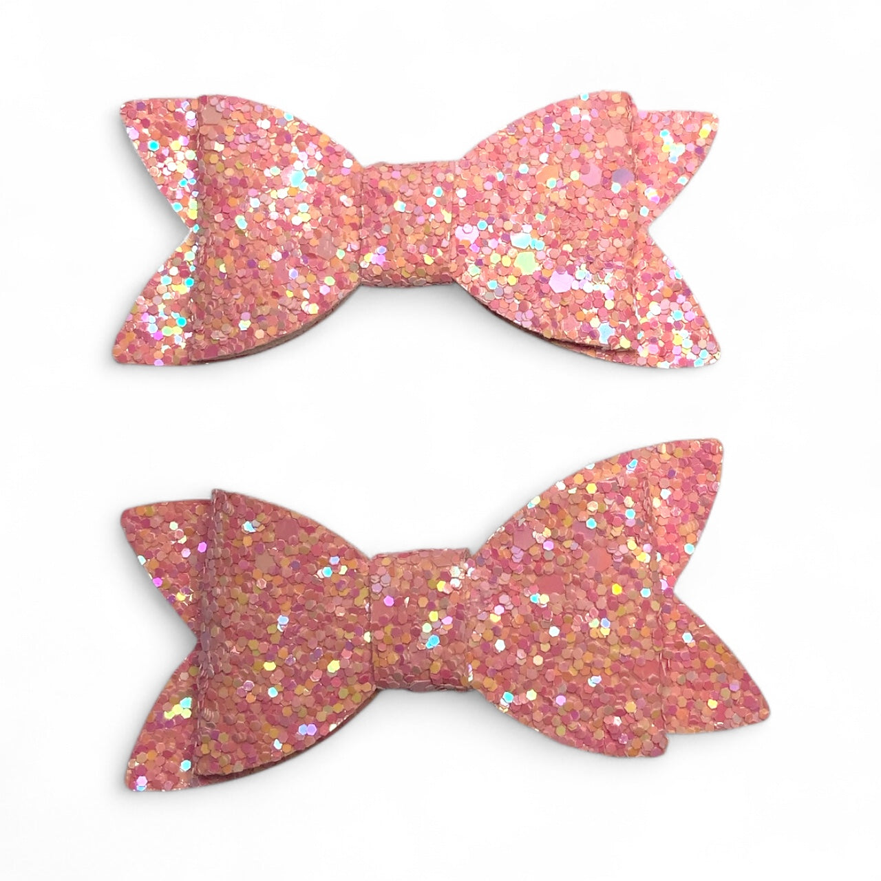 Glitter PU Leather Hair Clips – Alligator Clip Set (2 Pack) Pink
