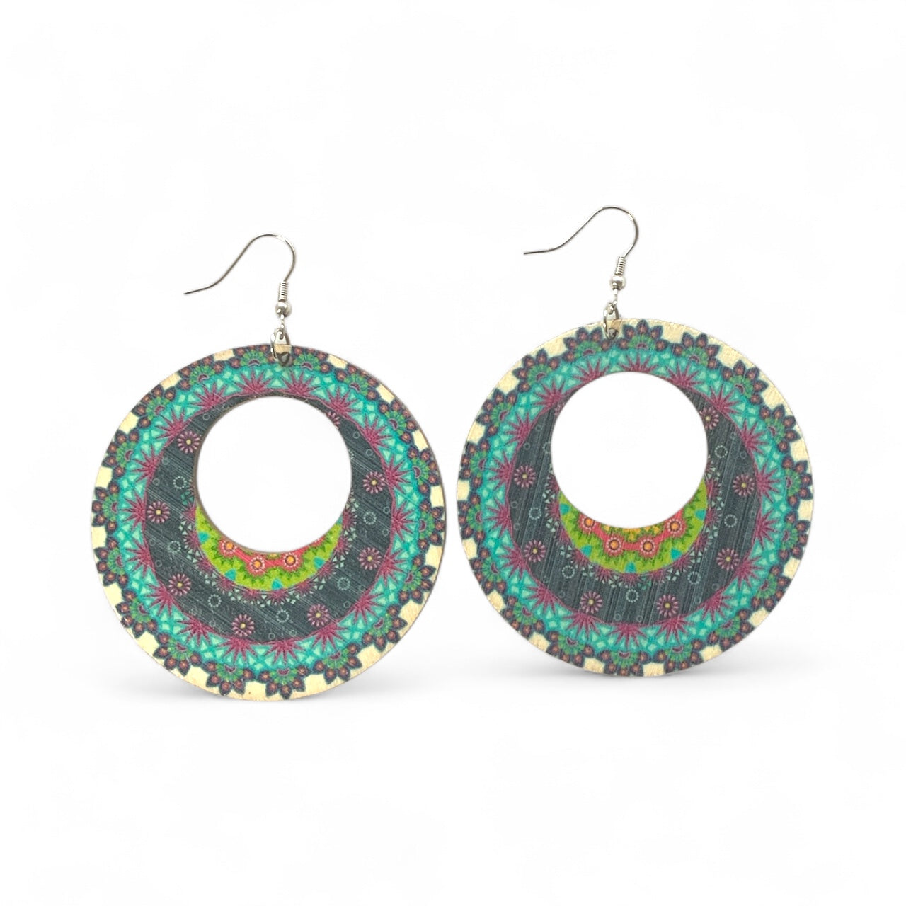 Boho Style Double Sided Wooden Earrings – Handmade Lightweight Jewellery