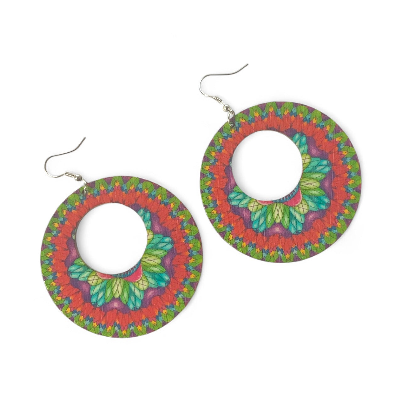 Boho Style Double Sided Wooden Earrings – Handmade Lightweight Jewellery