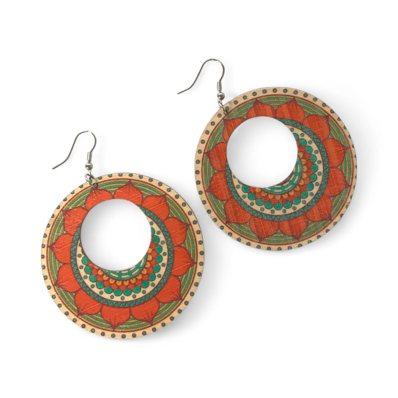 Boho Style Double Sided Wooden Earrings – Handmade Lightweight Jewellery