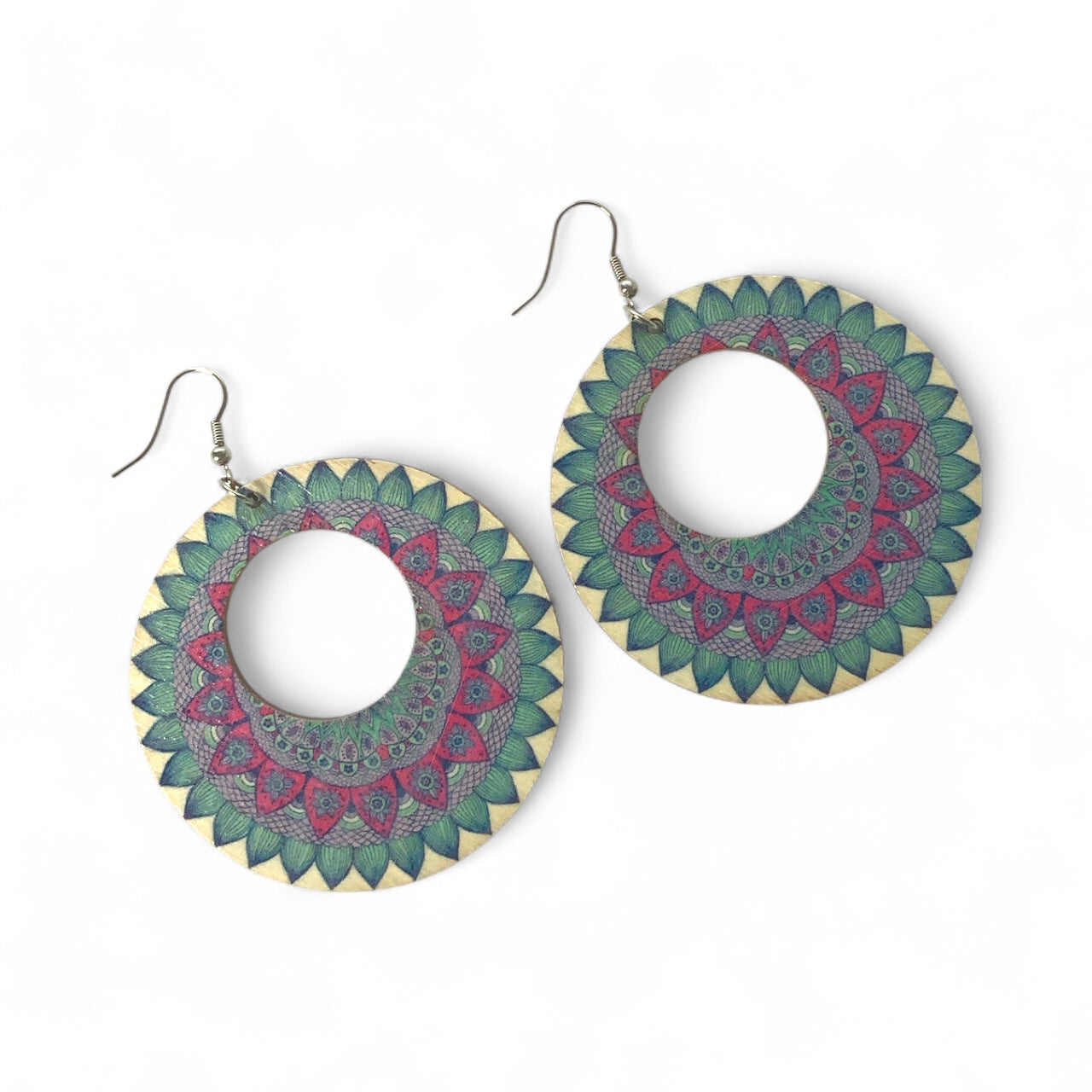 Boho Style Double Sided Wooden Earrings – Handmade Lightweight Jewellery