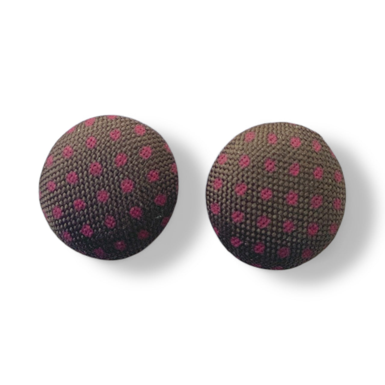 Polka Dot Fabric Button Stud Earrings 12mm Stainless Steel Handmade Colourful Jewellery