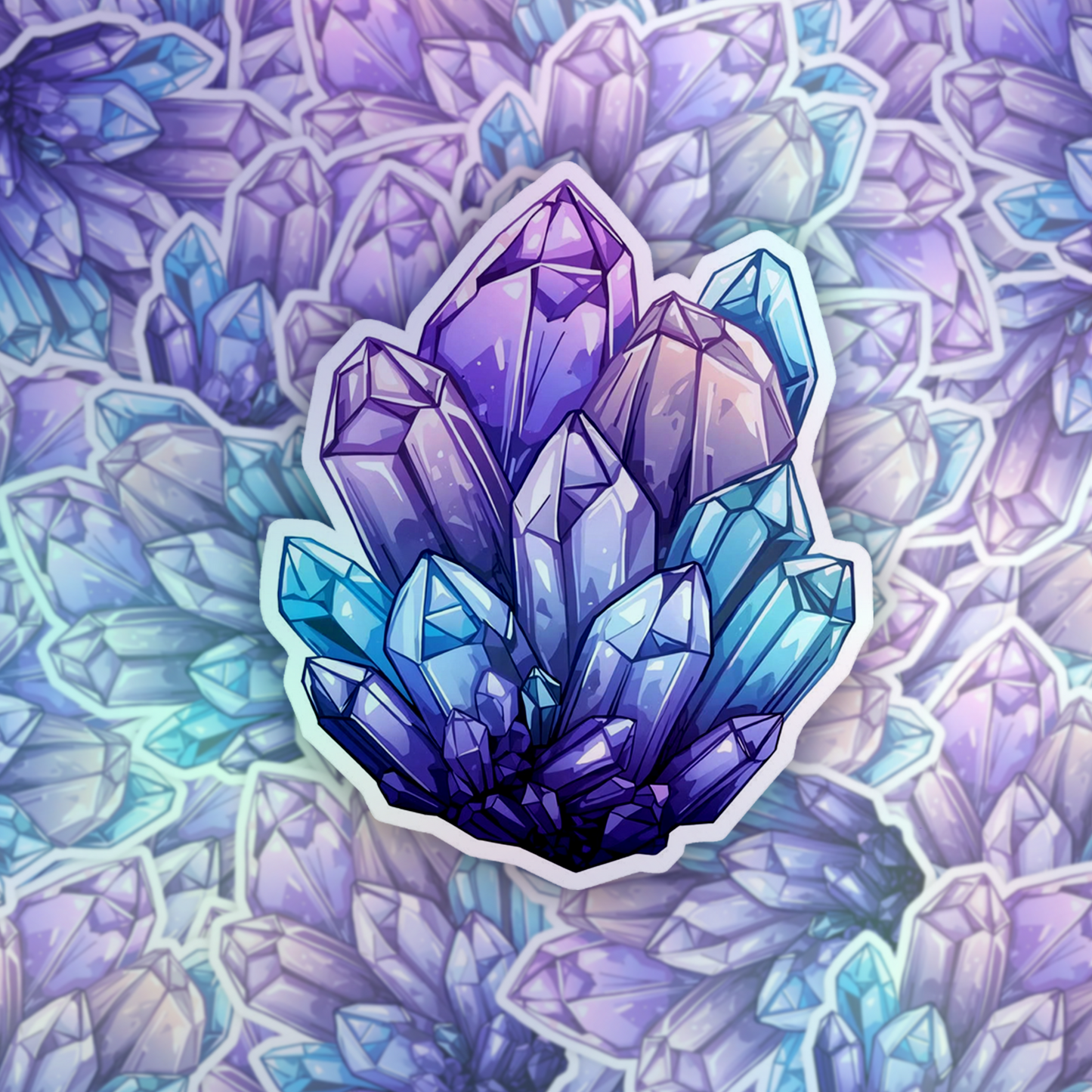 Crystal Cluster Rainbow Holographic Foil Vinyl Sticker