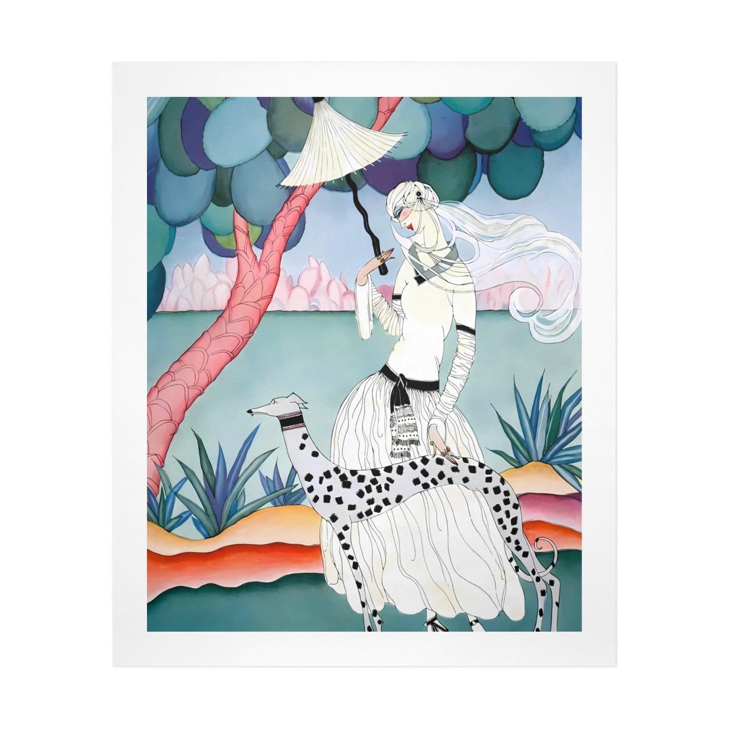 Gentle Companionship – Vintage Inspired Lady & Dog Portrait Canvas Wall Art Print