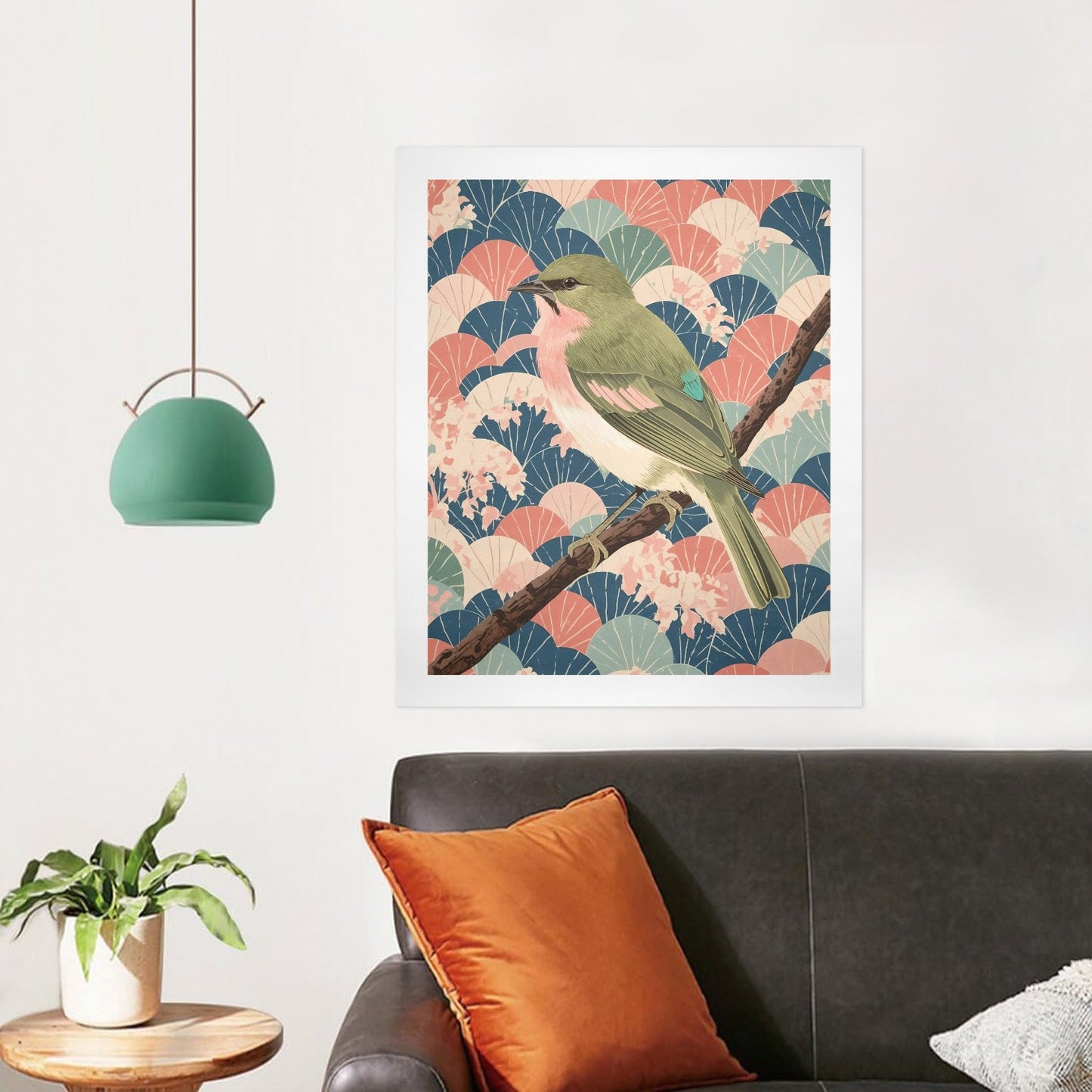 Songbird Serenity – Japanese Ukiyo-e Inspired Canvas Wall Art Print