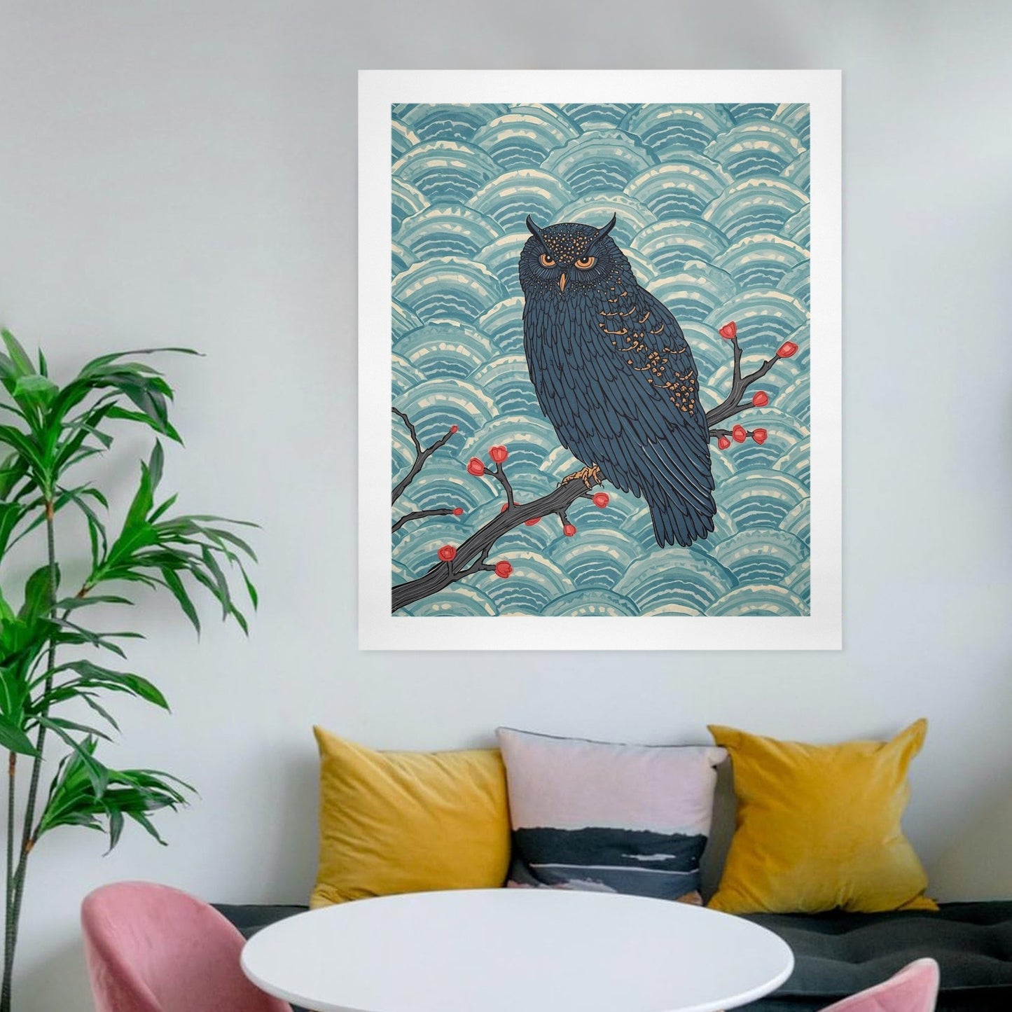 Nocturne Owl – Japanese Ukiyo-e Inspired Canvas Wall Art Print