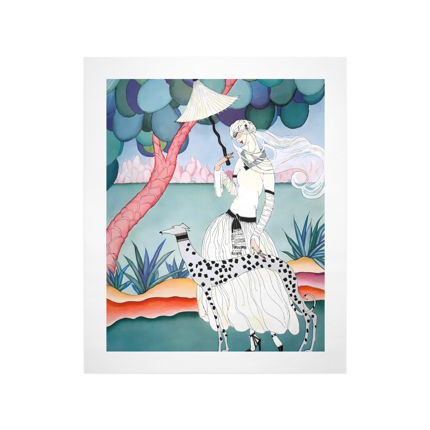 Gentle Companionship – Vintage Inspired Lady & Dog Portrait Canvas Wall Art Print 16" x 20" (40 x 50cm)