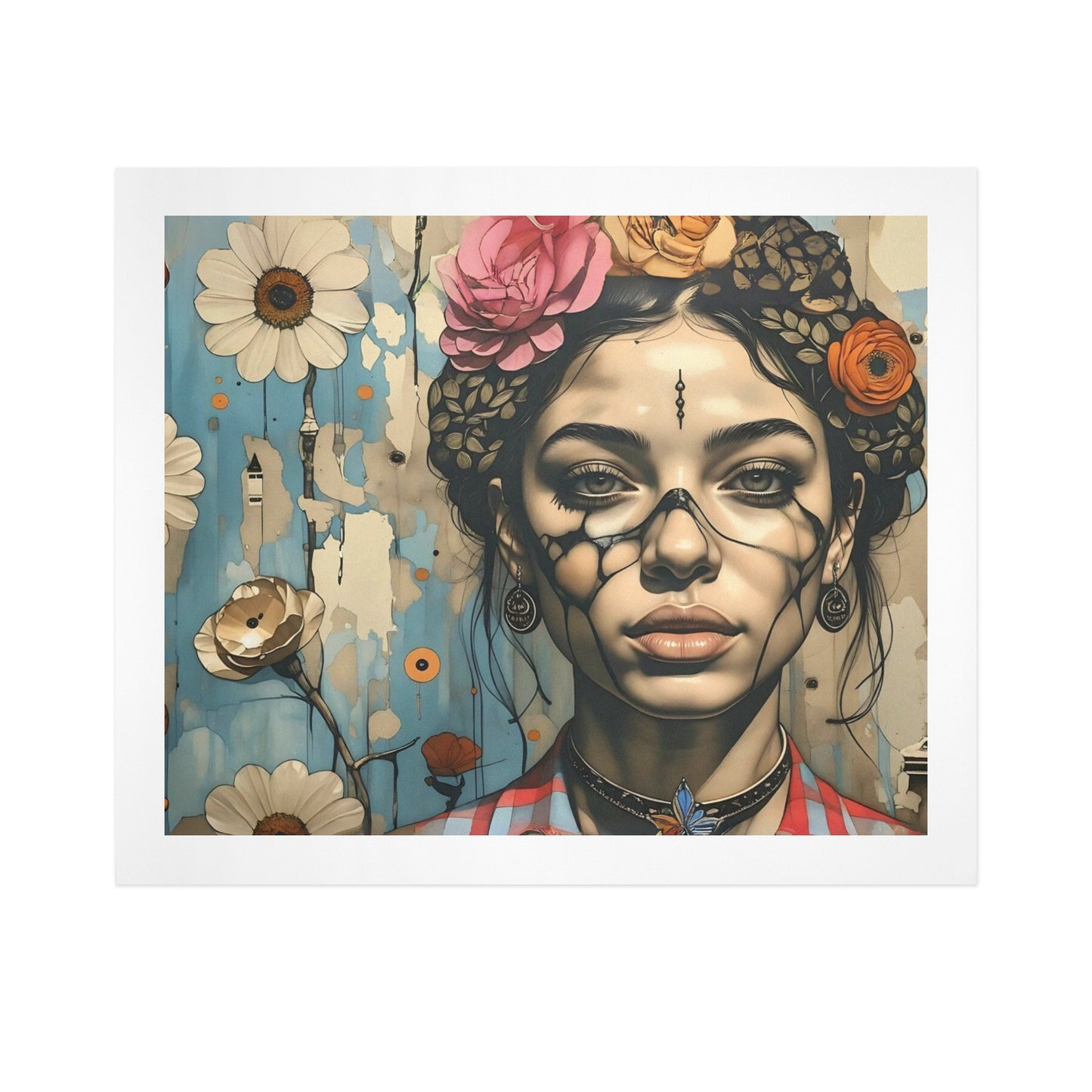 Blooming Reverie – Floral Crown Portrait Canvas Wall Art Print