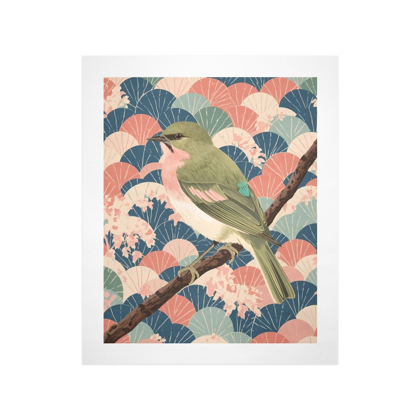 Songbird Serenity – Japanese Ukiyo-e Inspired Canvas Wall Art Print 16"x20" (40 x 50cm)