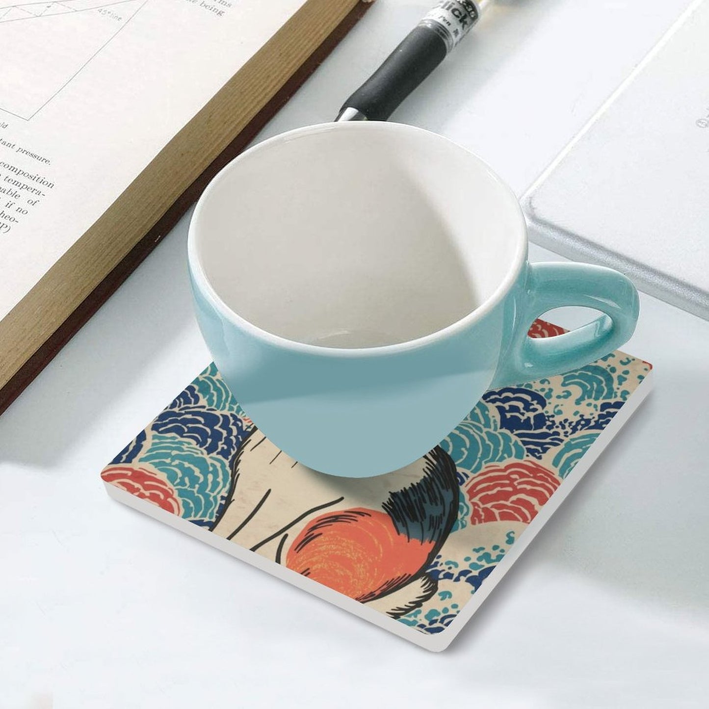 Vivid Rabbit Japanese Ukiyo-e Inspired Ceramic Coasters (Set of 4 or 6)