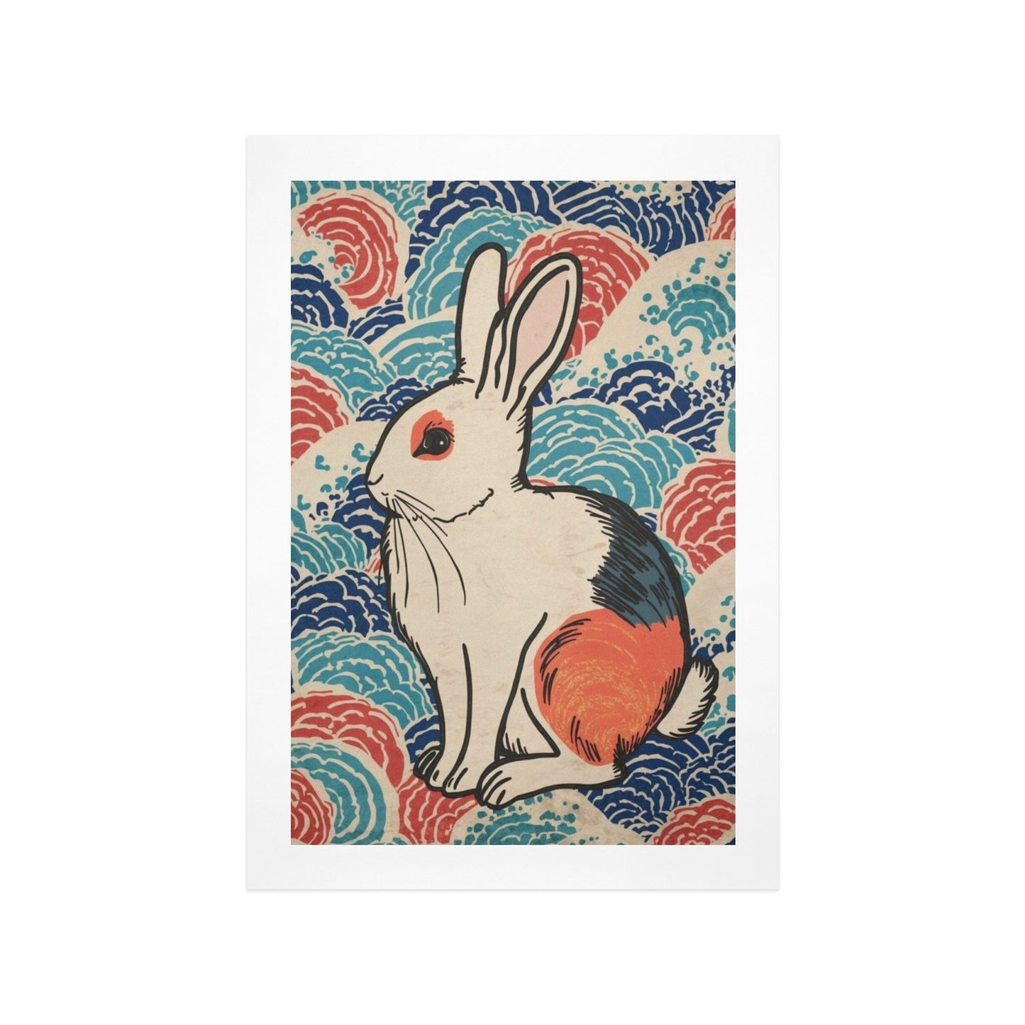 Vivid Rabbit – Japanese Ukiyo-e Inspired Canvas Wall Art Print 12"x18" (30 x 45cm)