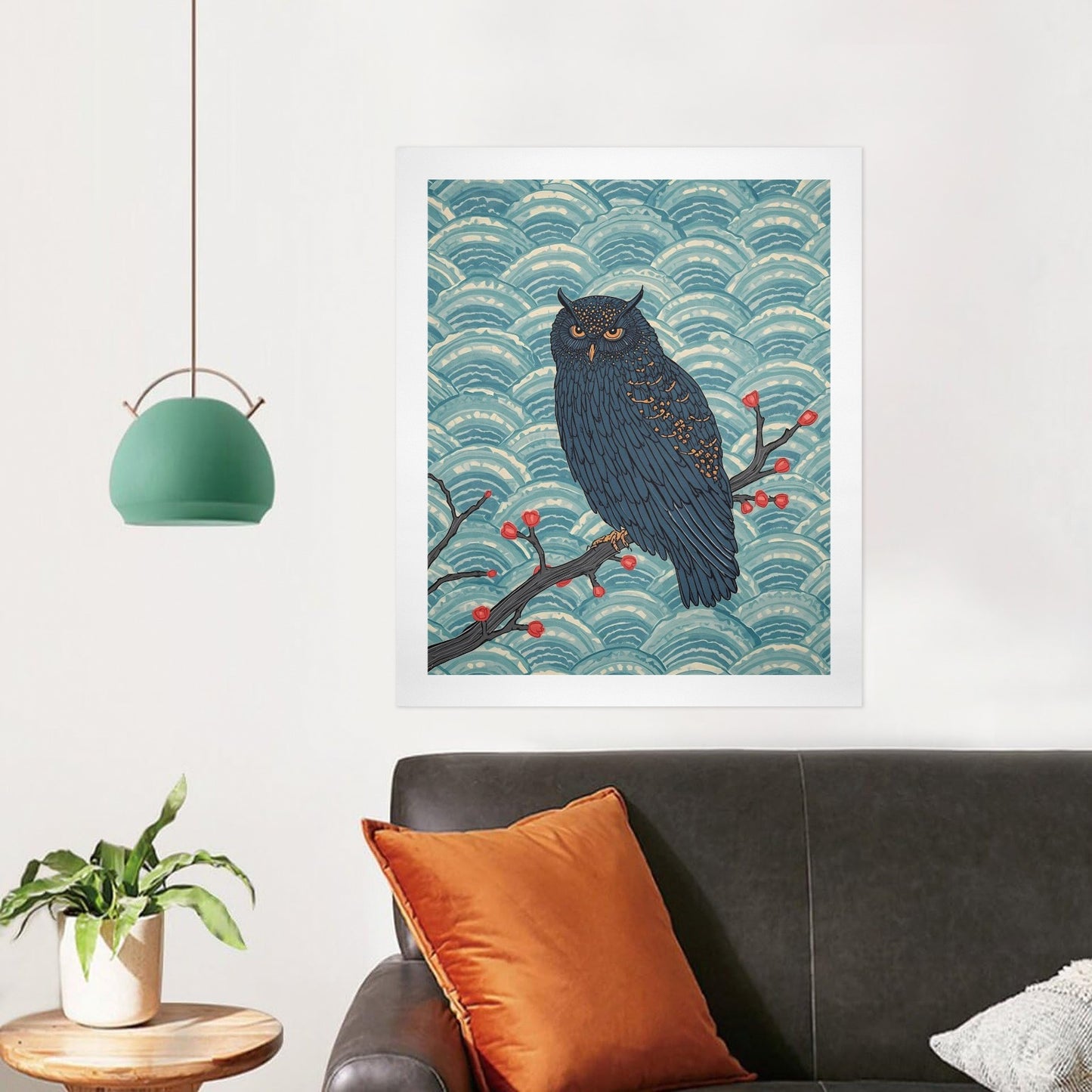 Nocturne Owl – Japanese Ukiyo-e Inspired Canvas Wall Art Print