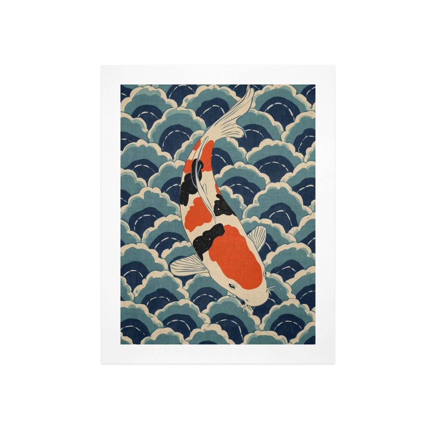 Koi Harmony – Japanese Ukiyo-e Inspired Canvas Wall Art Print 12"x16" (30 x 40cm)