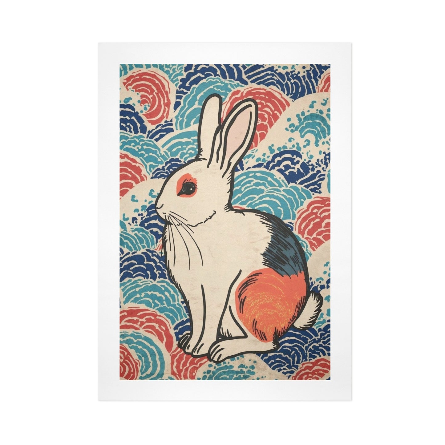 Vivid Rabbit – Japanese Ukiyo-e Inspired Canvas Wall Art Print 16"x24" (40 x 60cm)