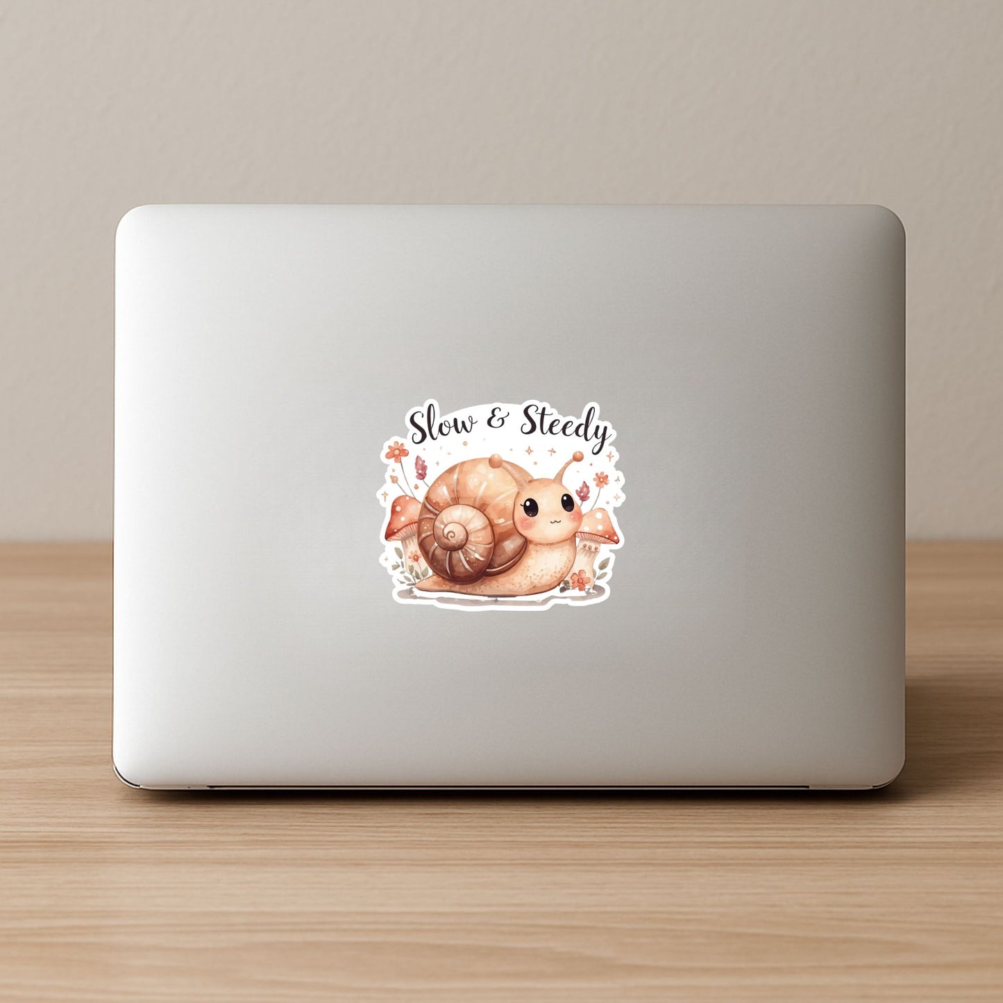 Slow & Steady Snail | Motivational | White Vinyl | Die-Cut Sticker