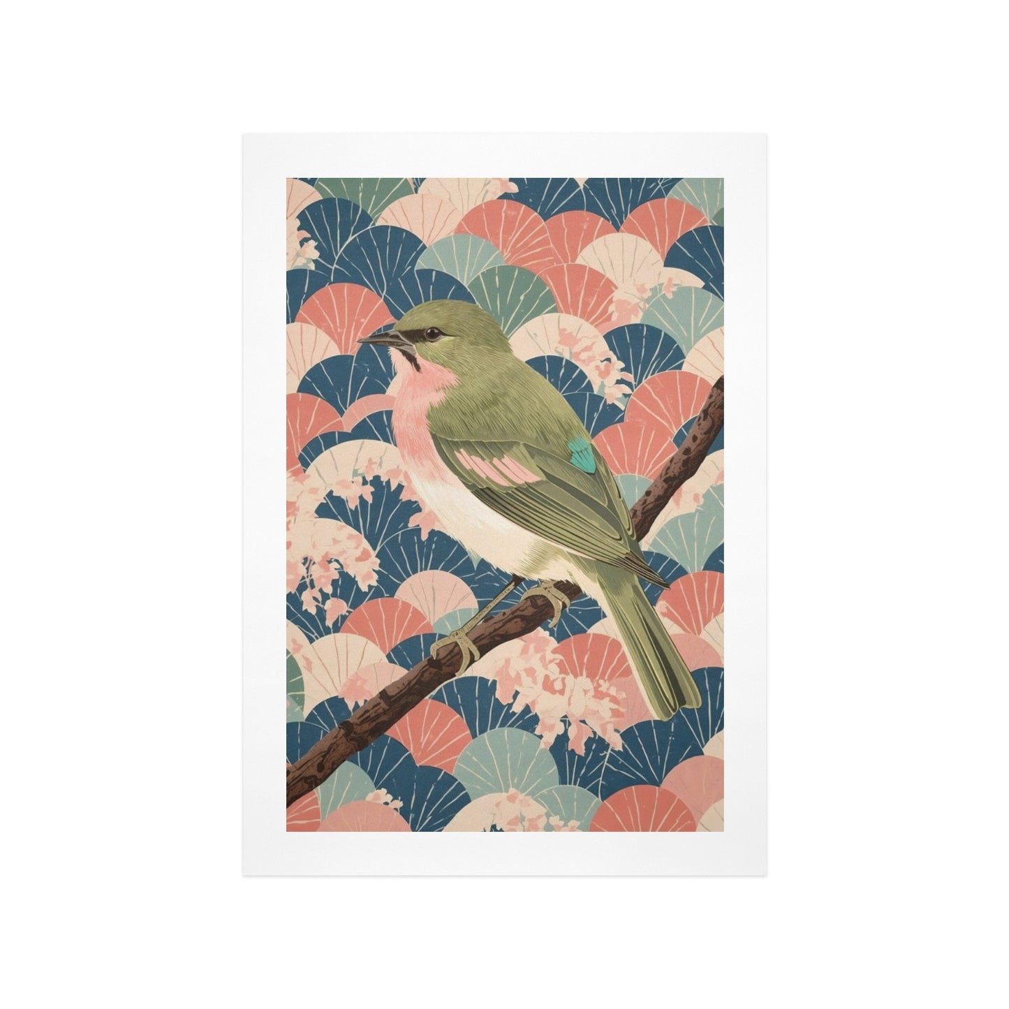 Songbird Serenity – Japanese Ukiyo-e Inspired Canvas Wall Art Print 12"x18" (30 x 45cm)