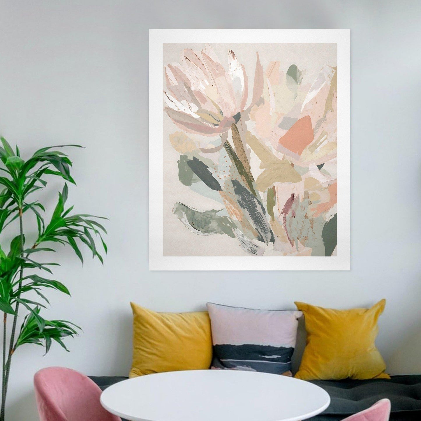 Abstract Floral Canvas Wall Art Print | Modern Minimalist Botanical Painting