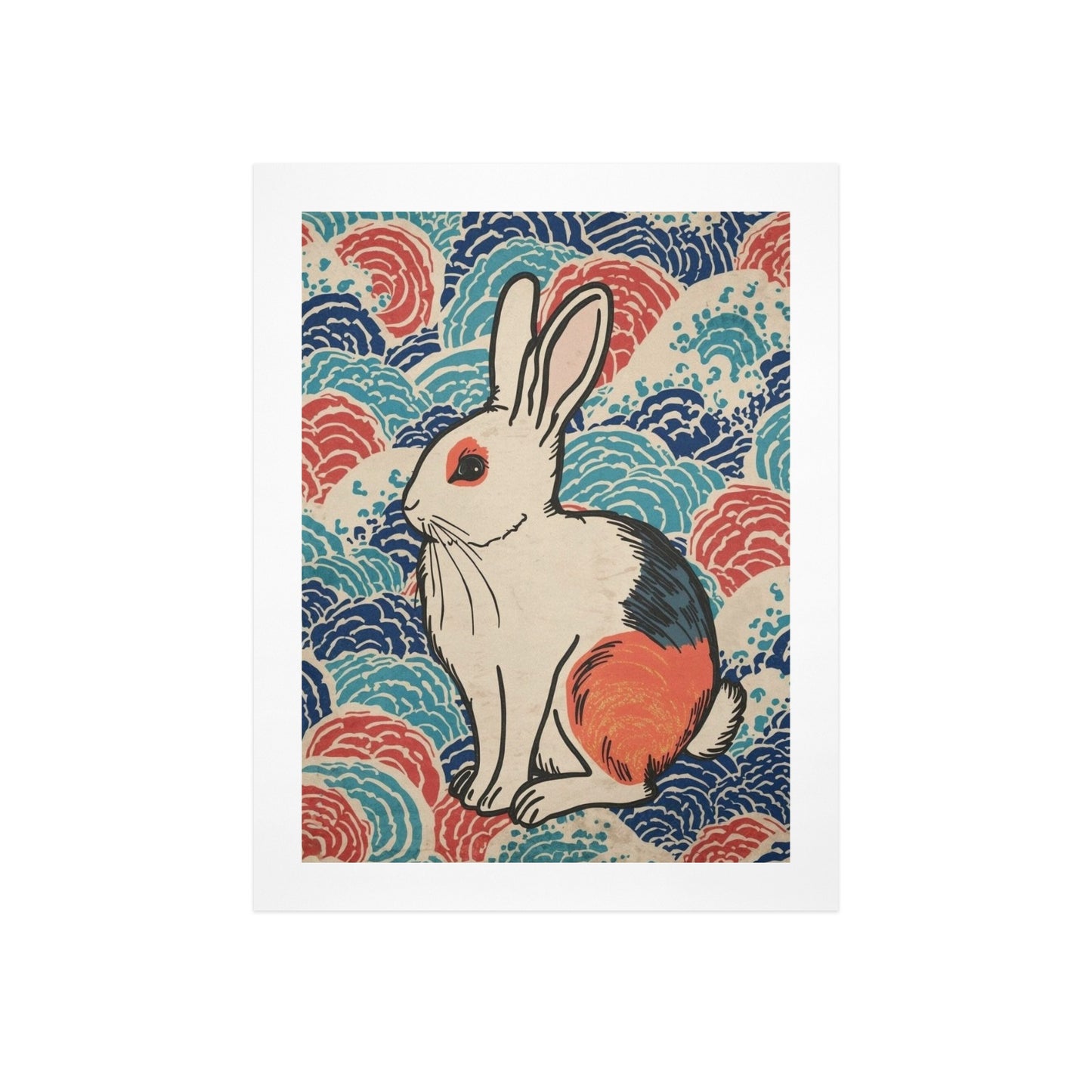 Vivid Rabbit – Japanese Ukiyo-e Inspired Canvas Wall Art Print 12"x16" (30 x 40cm)