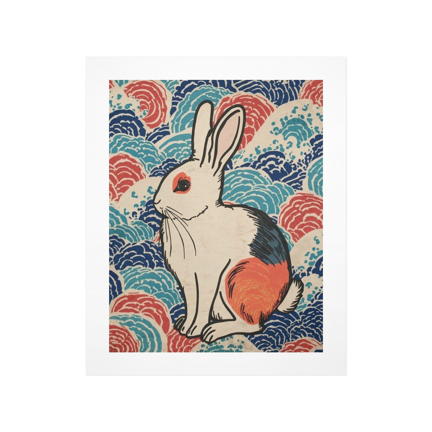 Vivid Rabbit – Japanese Ukiyo-e Inspired Canvas Wall Art Print 11"x14" (28 x 35cm)