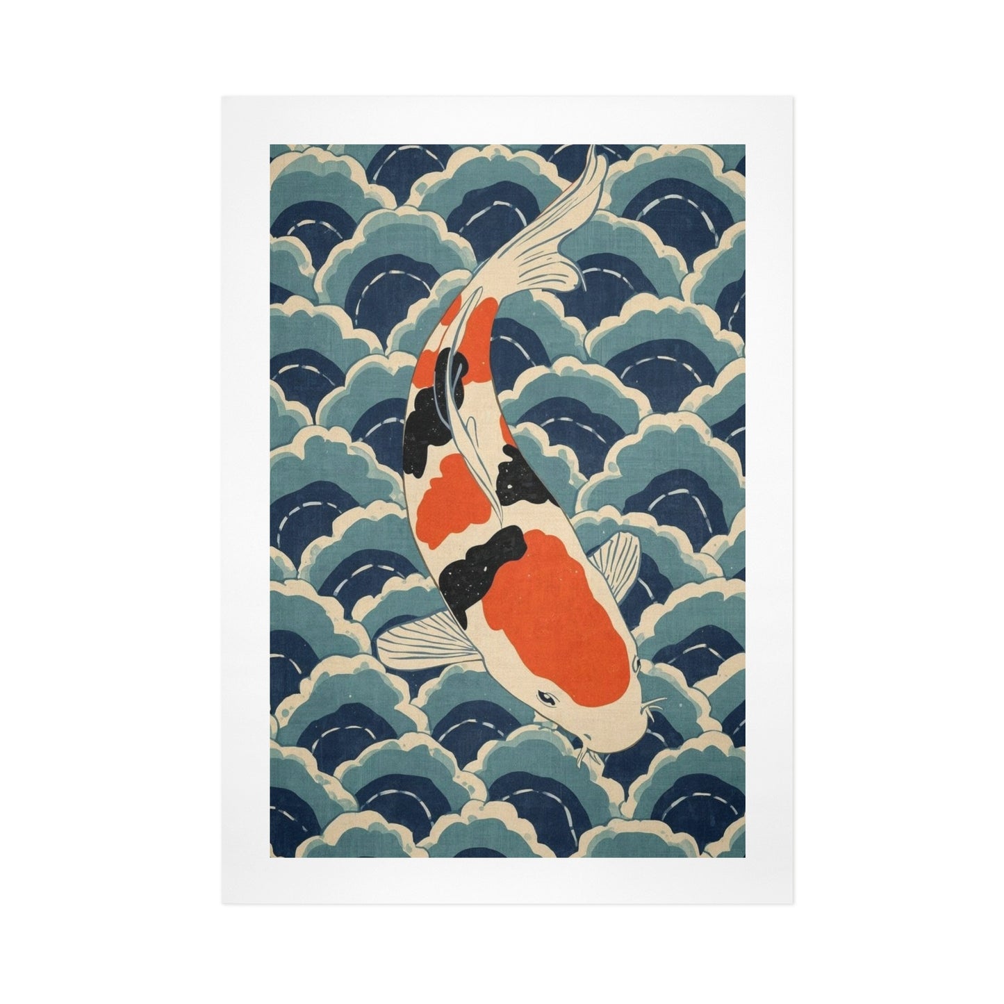 Koi Harmony – Japanese Ukiyo-e Inspired Canvas Wall Art Print 16"x24" (40 x 60cm)
