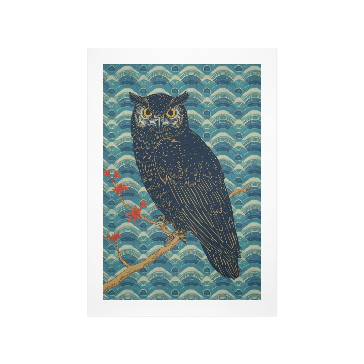Majestic Owl – Japanese Ukiyo-e Inspired Canvas Wall Art Print 12"x18"(30 x 45cm)