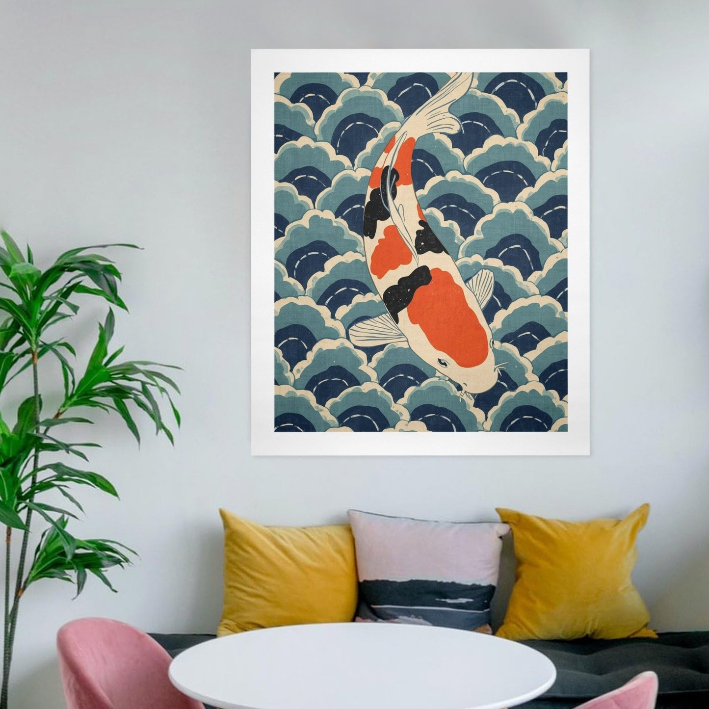 Koi Harmony – Japanese Ukiyo-e Inspired Canvas Wall Art Print