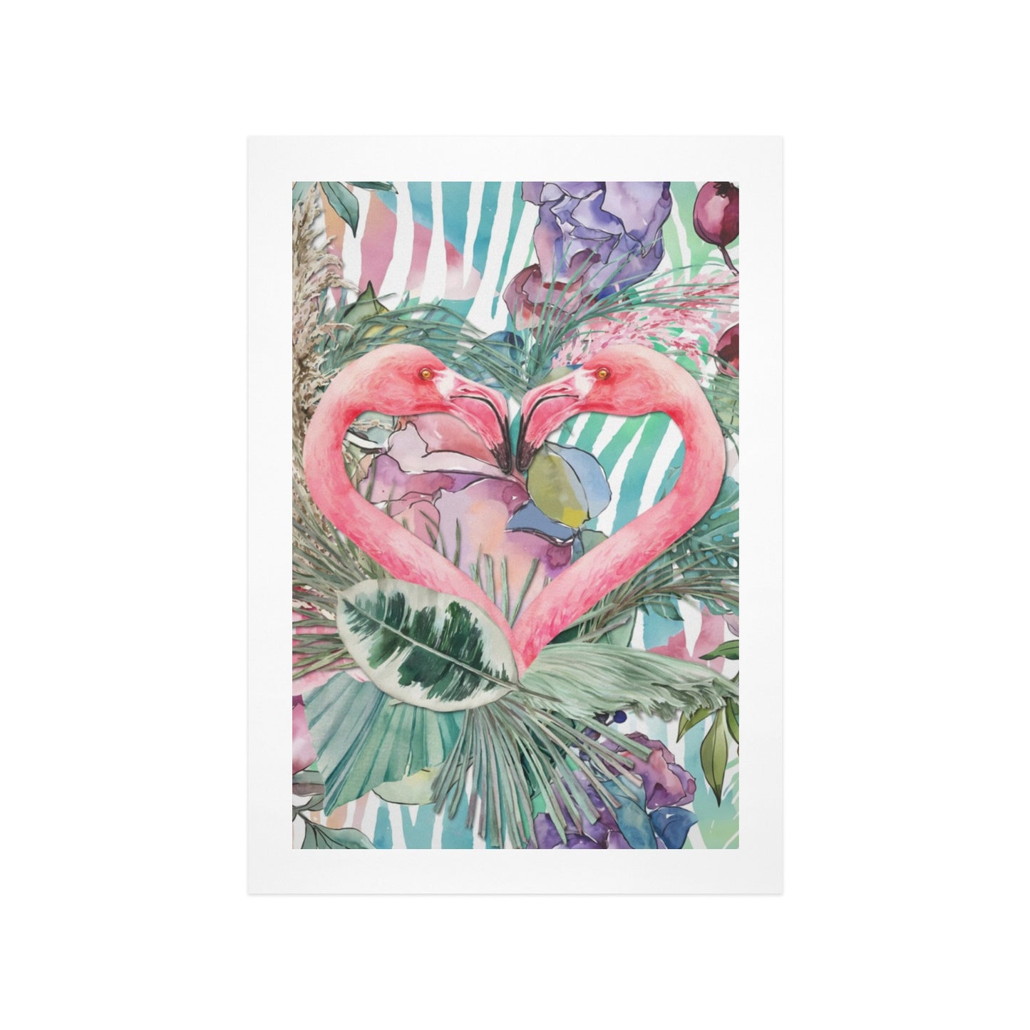 Flamingo Pair – Modern Tropical Canvas Wall Art Print 12"x18" (30 x 45cm)