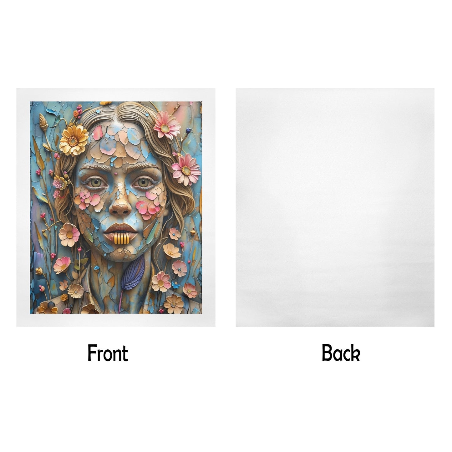 Petal Mosaic Muse – Floral Portrait Canvas Wall Art Print