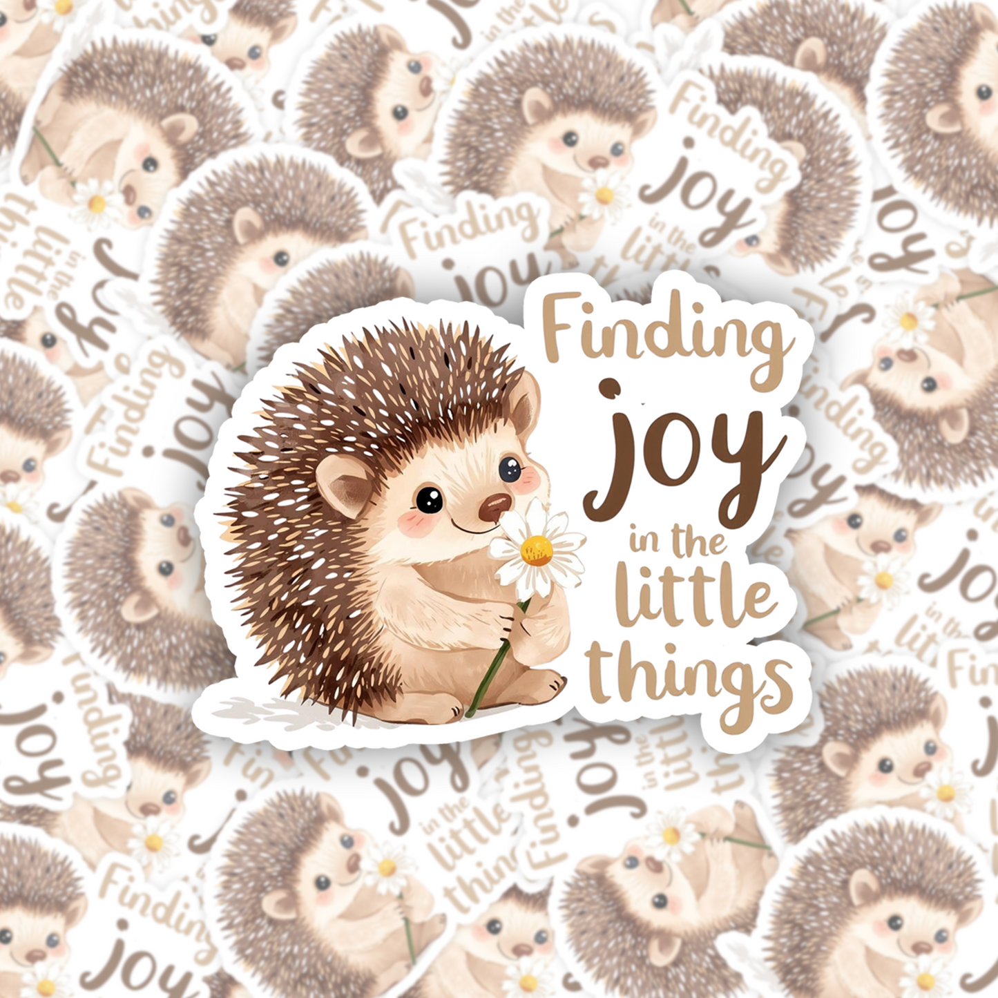Finding Joy Hedgehog | Inspirational | White Gloss Vinyl | Die-Cut Sticker