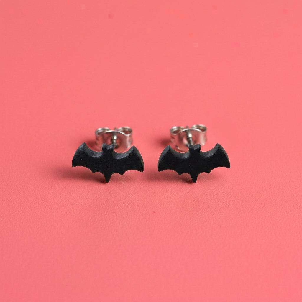 Bat Stud Earrings | Halloween PLA Resin Bat Studs | 10mm