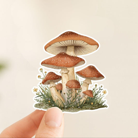 Woodland mushroom sticker, alternate angle