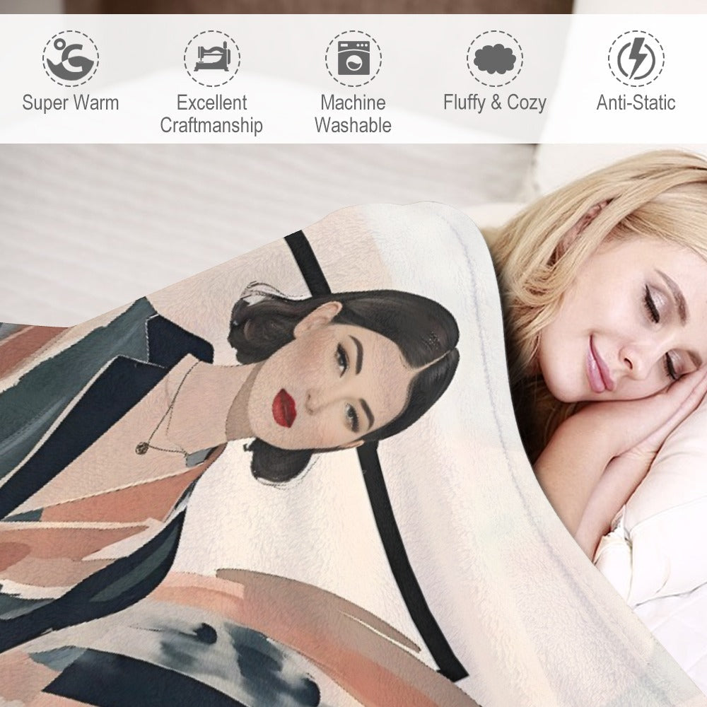 Modern Muse flannel throw blanket, alternate angle
