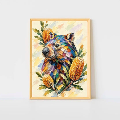 Wombat Painted Australian Animal Fine Art Poster