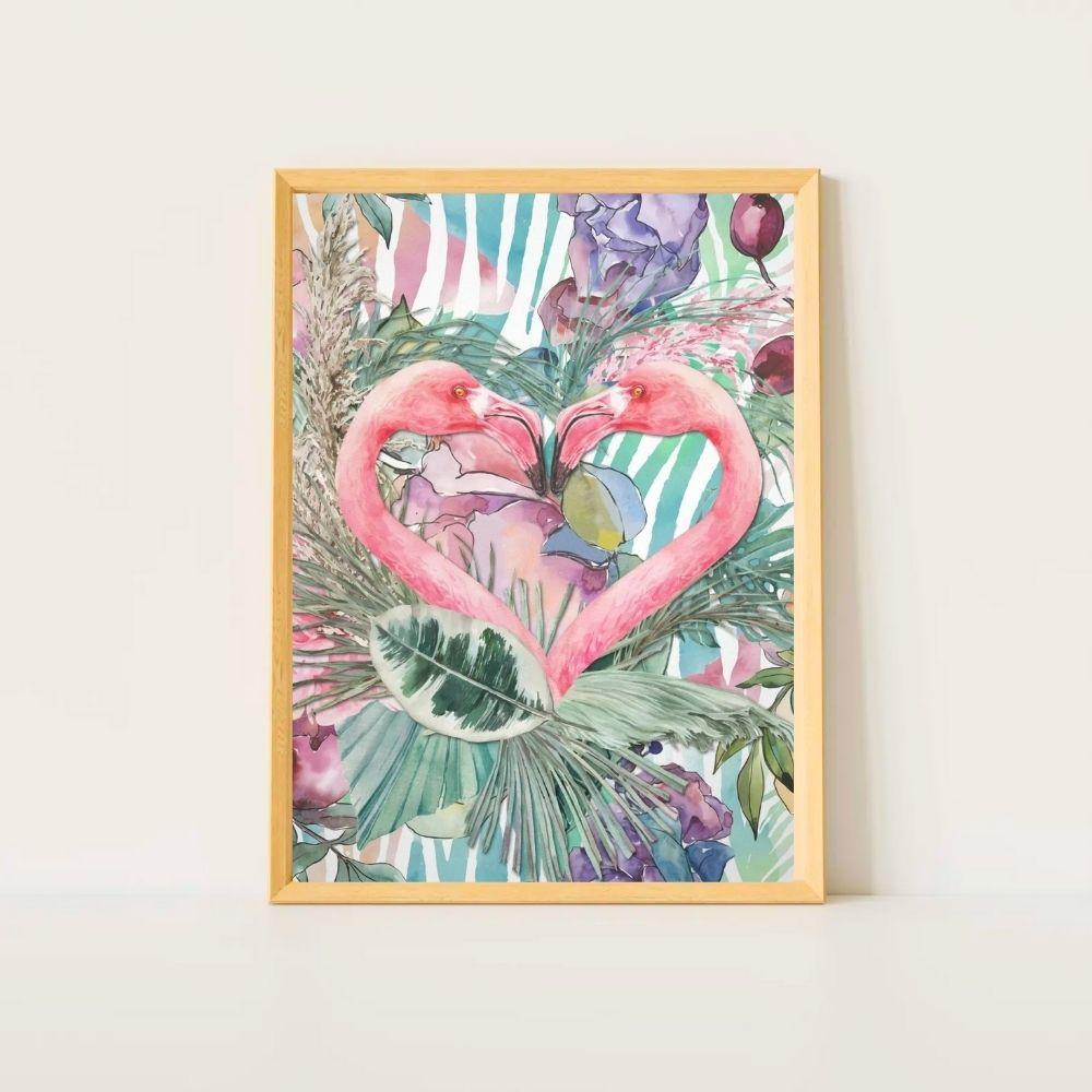 Flamingo Pair – Modern Tropical Canvas Wall Art Print