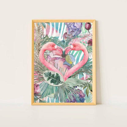 Flamingo Pair – Modern Tropical Canvas Wall Art Print