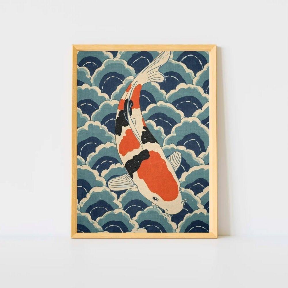 Koi Harmony – Japanese Ukiyo-e Inspired Canvas Wall Art Print