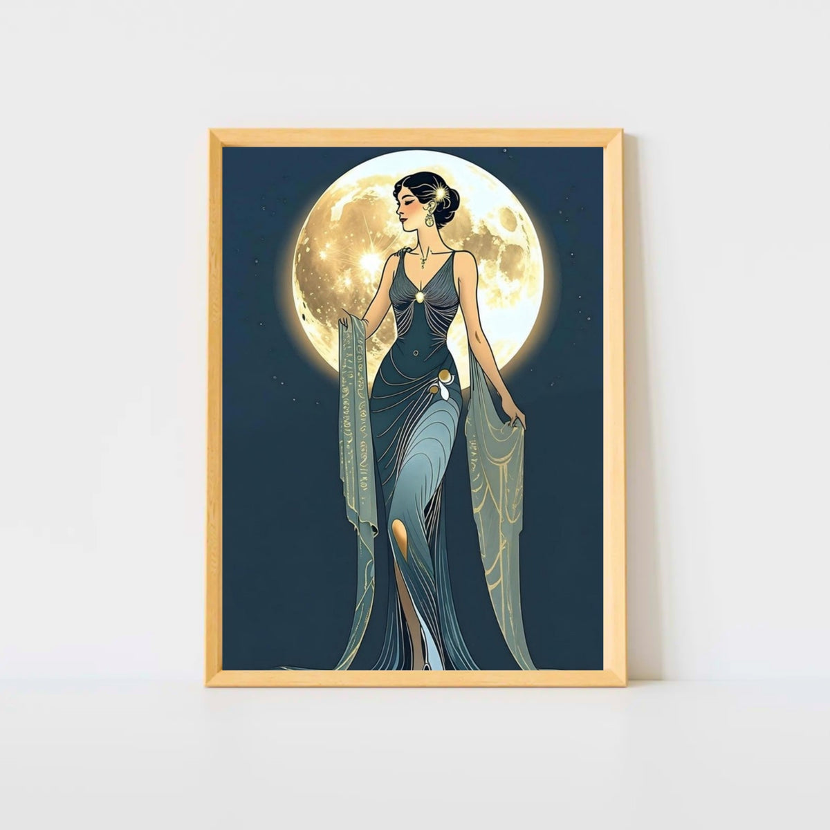 Art Deco Diva Moonlit Fine Art Poster - A Touch of Roaring Twenties Glamour for Your Walls