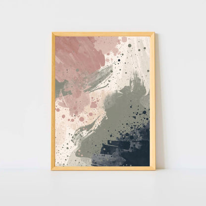 Abstract Serenity Splash Fine Art Poster - Modern Blush & Grey Wall Art for Contemporary Spaces