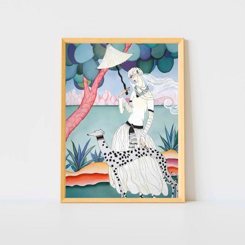 Gentle Companionship – Vintage Inspired Lady & Dog Portrait Canvas Wall Art Print