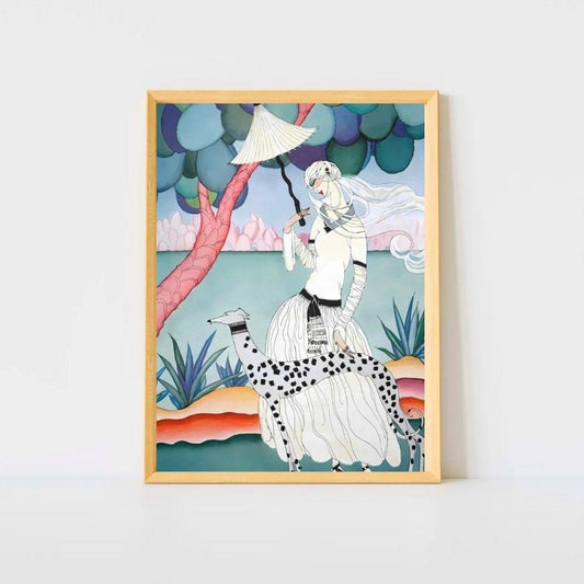 Gentle Companionship – Vintage Inspired Lady & Dog Portrait Canvas Wall Art Print