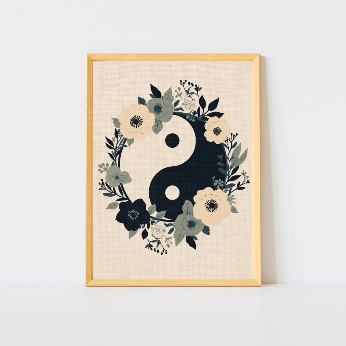 Floral Yin Yang Harmony Fine Art Poster - Balance & Serenity Wall Decor